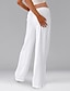 baratos Calça de linho de algodão simples-Mulheres Shorts de algodão e linho Calças inspiradas em linho Calças de linho de algodão Casual Comprimento total Natural Cintura elástica Design de cordão elástico Sem Elasticidade Branco Leite