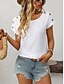 cheap Plain tee-Women&#039;s T Shirt Plain Fashion Modern Casual Short Sleeve Crew Neck Regular Tops Daily Weekend Patchwork Buttons White Sky Blue Orange Rose Pink Summer Spring