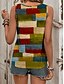 tanie Tank topy i topy na ramiączkach damskie-Koszulka na ramiączkach dla kobiet kamizelka modny streetwear w paski nadruk bez rękawów regularne topy dekolt okrągły casual zielona letnia