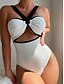 billiga One-piece-baddräkter-Dam Badkläder En bit Monokini Baddräkt Öppen rygg Magkontroll Hög midja Smal Semester Standkläder Ensfärgat Halterneck Ärmlös Baddräkter