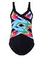 billiga One-piece-baddräkter-Dam Badkläder En bit Monokini Baddräkt Öppen rygg Magkontroll Hög midja Smal Semester Standkläder Nyans Leopard V-hals Ärmlös Baddräkter