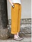 abordables Pantalón liso de lino y algodón-Mujer Pantalones cortos de lino y algodón Pantalones inspirados en el lino Pantalones de lino y algodón Moda Ropa de calle Básico Hasta el Tobillo Media cintura Plano Bolsillo Correa Comodidad Al