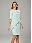 levne Délka čaje-Šaty pro matku nevěsty štíhlý  sloupcový styl elegantní kulatý výstřih délka ke kolenům chiffon poloviční rukáv s korálkovou řasením midi šaty