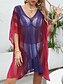 cheap Beach Dresses-Women&#039;s Swimsuits Cover Up Swim Dress Swimsuit Cut Out Vacation Beach Wear Ombre V Neck Long Sleeve Bathing Suits