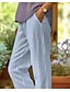 baratos Calças de perna reta-Womens Calças de Algodão Linho Calças Largas Semelhantes ao Linho Moda Streetwear Cheio Comprimento Alta Cintura Impressão Gráfica de Grelha Térmico Quente Respirável Macio Micro-elástico Exterior