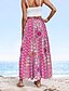 abordables Faldas gráficas-Mujer Falda larga Elegante Maxi Alta cintura Faldas Floral Geométrico Frunce Estampado fluido Rígido Noche Casual Diario Negro Rojo Azul Piscina Azul cielo Verano Poliéster