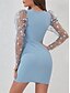tanie mini czarna sukienka-Damskie Sukienka mini Czarna sukienka Bodycon Elegancja Elegancki Seksowny Bufka Urlop Impreza Codzienny Regularny Jednokolorowe Długi rękaw Półgolf Czarny Biały Niebieski Lato Wiosna Jesień