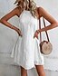 abordables Vestidos casuales blancos-Mujer Mini vestido Vestido blanco Vestido informal vestido recortado Vestido de verano Moda Exterior Festivos Cita Ajuste regular Plano Sin Mangas Cuello halter Naranja Verde Trébol Beige Verano