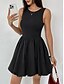 cheap Mini Black Dress-Women&#039;s Mini Dress Black Dress Graduation Dress Casual Dress A Line Dress Basic Casual Vacation Daily Regular Fit Plain Sleeveless Crew Neck Black Summer