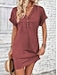 voordelige Casual zwarte jurk-Dames Mini-jurk Zwarte jurk Gebreide jurk Casual jurk Basic Casual Vakantie Dagelijks Normale pasvorm Effen Korte mouw V-hals Grijs-Groen Zwart Blozend Roze Wijn Zomer Lente