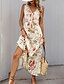 ieftine Rochii de Vacanță-Pentru femei Rochie Maxi Rochie A line Rochie florala Stilat Casual Vacanță Casual Zilnic Fit regulat Floral Manșon scurt În V Alb Vară Primăvară