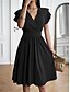 preiswerte Einfaches Kleid-Damen Midi Kleid Korsett Kleid T-Shirt Kleid Tee Kleid Einfarbig A-Linien Kleid Lässig Urlaub Alltag Reguläre Passform Grafik Kurzarm V-Ausschnitt Schwarz Wein Blau Grün Sommer