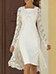abordables Con chaqueta-Vestido de Madre de la Novia Dos Piezas A-Line Vestido de Invitada de Boda Elegante Cuello Cuadrado Largo hasta la Rodilla Chifón Encaje Sin Mangas Chaqueta con Color Sólido