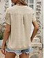 abordables Hauts Unis pour Femmes-Femme Chemisier Couleur unie mode Décontractées Manche Courte Col V Hauts réguliers Travail du quotidien Vacances Rose Claire Bleu Vert Beige Eté Printemps
