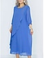 preiswerte Chiffonkleider-Damen Langes Kleid Maxikleid Freizeitkleid Cocktailkleid Kleid für Hochzeitsgäste Chiffonkleid Elegant Stilvoll Arbeit Täglich Verlobung Lässiger Schnitt Einfach Dreiviertelarm Rundhalsausschnitt