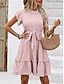 abordables Vestido Sencillo-Mujer Mini vestido Vestido de Camisa Vestido informal Vestido de una línea Elegante Casual Vacaciones Diario Ajuste regular A Lunares Manga Corta Escote en Pico Magenta Rosa Azul Marino Azul Piscina