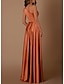 cheap Bridesmaid Dresses-A-Line Bridesmaid Dress One Shoulder Sleeveless Elegant Floor Length Charmeuse with Split Front / Ruching