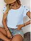 cheap Plain tee-Women&#039;s T Shirt Plain Fashion Modern Casual Short Sleeve Crew Neck Regular Tops Daily Weekend Patchwork Buttons White Sky Blue Orange Rose Pink Summer Spring
