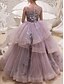 abordables robes de filles de fleur de plage-Robe de bal courte  mini Robe de demoiselle d&#039;honneur Robe de mariage Fête Filles Robe de bal mignonne Tulle avec broderie Plage Taille 3-16 ans