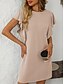 preiswerte T Shirt-Kleider-Damen Minikleid Casual kleid Minikleid A Linie Kleid Basic Geburtstag Urlaub Arbeit Casual Lockere Passform Streifen Gingan Kurzarm Rundhalsausschnitt Rosa Himmelblau Grün Khaki Sommer Frühling