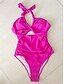 voordelige Eendelige badpakken-Dames Badpakken Een-delig Monokini Badpak Rugloos Buikcontrole Hoge Taille Slank Vakantie Strandmode Effen Kleur Halter Hals Mouwloze Badpakken