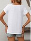 cheap Plain tee-Women&#039;s T Shirt Plain Fashion Modern Casual Short Sleeve Crew Neck Regular Tops Daily Weekend Patchwork Buttons White Sky Blue Orange Rose Pink Summer Spring