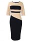 abordables Robes moulantes de soirée-Femme Robe mi-longue Robe casual Moulante Elégant mode Décontractées Vacances du quotidien Standard Bloc de couleur Manches 3/4 Col Ras du Cou Noir Blanche Rouge Bleu Roi Eté