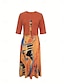 abordables Ensembles de robes-Femme Robe mi-longue Robe casual Robe Ensemble Robe Évasée Robe Trapèze mode Décontractées Vacances du quotidien Standard Graphic Demi Manches Col V Rose Claire Bleu Fuchsia Orange Eté
