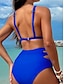 tanie Zestawy bikini-Damskie Stroje kąpielowe Bikini 2 szt Majtki Kostium kąpielowy Odkryte plecy Szczupła Urlop Stroje plażowe Jednokolorowe Kantarka Bez rękawów Kostiumy kąpielowe