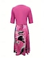 abordables Ensembles de robes-Femme Robe mi-longue Robe casual Robe Ensemble Robe Évasée Robe Trapèze mode Décontractées Vacances du quotidien Standard Graphic Demi Manches Col V Rose Claire Bleu Fuchsia Orange Eté