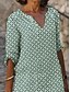 preiswerte bedruckte Kleider aus Baumwolle und Leinen-Damen Minikleid Baumwoll-Leinen-Kleider Freizeitkleid Elegant Basic Lässig Urlaub Täglich Normale Passform Geometrisch Kurzarm V Ausschnitt Gelb Blau Grün Grau Sommer Frühling