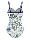 billiga One-piece-baddräkter-Dam Badkläder En bit Monokini Baddräkt Öppen rygg Magkontroll Hög midja Smal Semester Standkläder Blommig V-hals Ärmlös Baddräkter