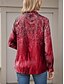 billige Kvinne Boho Topper-Dame Skjorte Grafisk Fritid Langermet Skjortekrage Vanlige topper Arbeid Daglig Knapper Trykt mønster Rød Blå Grønn Kakifarget Vår Høst Vinter