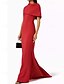 preiswerte ROT-Säulen  Column Abendkleid Elegantes Kleid Formelle Hochzeit Bodenlang Ärmellos Asymmetrischer Ausschnitt Stretch Crepe mit Drapierung