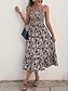 economico Abiti da vacanza-Per donna Vestito longuette Abito casual Abito linea A Abito sottoveste Moda Informale Da mare Giornaliero Standard Pop art Senza maniche Con bretelline Cachi Estate