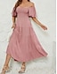 cheap Plain Dress-Women&#039;s Mini Dress A Line Dress Milkmaid Dress Off The Shoulder Dress Puff Sleeve Dress Vacation Vacation Daily Regular Fit Plain Short Sleeve Off Shoulder Black Light Green Pink Blue Summer