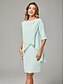 levne Délka čaje-Šaty pro matku nevěsty štíhlý  sloupcový styl elegantní kulatý výstřih délka ke kolenům chiffon poloviční rukáv s korálkovou řasením midi šaty