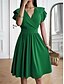 preiswerte Einfaches Kleid-Damen Midi Kleid Korsett Kleid T-Shirt Kleid Tee Kleid Einfarbig A-Linien Kleid Lässig Urlaub Alltag Reguläre Passform Grafik Kurzarm V-Ausschnitt Schwarz Wein Blau Grün Sommer