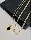billige Kvinders halskæde-kvinders flerlags dobbeltkæde med sort rektangulær vedhængshalskæde - kan bæres separat, elegante damesmykker, velegnet til formelle og afslappede lejligheder