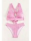 baratos Conjuntos de Bikini-Mulheres Roupa de Banho Biquíni 2 partes Cavado roupa de banho Frente Única Delgado Férias Roupa de Praia Côr Sólida Decote V Sem Manga Fatos de banho