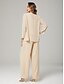 billiga Golvlängd-Jumpsuit  byxdress 3-delad mor till bruden klänning formell bröllopsgäst elegant v-neck golvlängd chiffongspets långärmad jacka klänningar med appliceringar