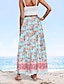 abordables Faldas gráficas-Mujer Falda larga Elegante Maxi Alta cintura Faldas Floral Geométrico Frunce Estampado fluido Rígido Noche Casual Diario Negro Rojo Azul Piscina Azul cielo Verano Poliéster
