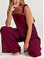 cheap Casual Jumpsuits-Women's Normal Overall Active Solid Color Sleeveless Round Neck Buttons Pocket Vacation Daily Regular Fit Yellow Wine Apricot Summer