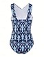billiga One-piece-baddräkter-Dam Badkläder En bit Monokini Baddräkt Öppen rygg Magkontroll Hög midja Smal Semester Standkläder Blommig Halterneck Ärmlös Baddräkter