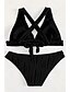 baratos Conjuntos de Bikini-Mulheres Roupa de Banho Biquíni 2 partes Cavado roupa de banho Frente Única Delgado Férias Roupa de Praia Côr Sólida Decote V Sem Manga Fatos de banho