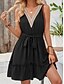 preiswerte Einfaches Kleid-Damen Mini Kleid A-Linie Kleid Sommerkleid Einfarbig Off-Shoulder Kleid Basic Lässig Urlaub Täglich Reguläre Passform Grafik Ärmellos V-Ausschnitt Schwarz Blau Grün Sommer