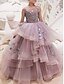 abordables robes de filles de fleur de plage-Robe de bal courte  mini Robe de demoiselle d&#039;honneur Robe de mariage Fête Filles Robe de bal mignonne Tulle avec broderie Plage Taille 3-16 ans