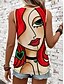 tanie Tank topy i topy na ramiączkach damskie-Koszulka na ramiączkach dla kobiet kamizelka modny streetwear w paski nadruk bez rękawów regularne topy dekolt okrągły casual zielona letnia