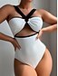 billiga One-piece-baddräkter-Dam Badkläder En bit Monokini Baddräkt Öppen rygg Magkontroll Hög midja Smal Semester Standkläder Ensfärgat Halterneck Ärmlös Baddräkter