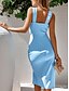 abordables Vestidos de fiesta-Mujer vestido largo vestido largo Vestido informal Vestido de Tanque Básico Casual Vacaciones Diario Ajuste regular Plano Sin Mangas Escote en Pico Negro Azul Piscina Verde Trébol Verano